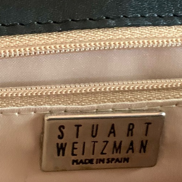 Stuart Weitzman Designer Black Leather s
Suede Fall clutch handbag purse silver - Picture 5 of 6
